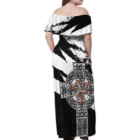Isle of Man Celtic Cross Family Matching Off Shoulder Maxi Dress and Hawaiian Shirt Triskelion Emblem - Wonder Print Shop