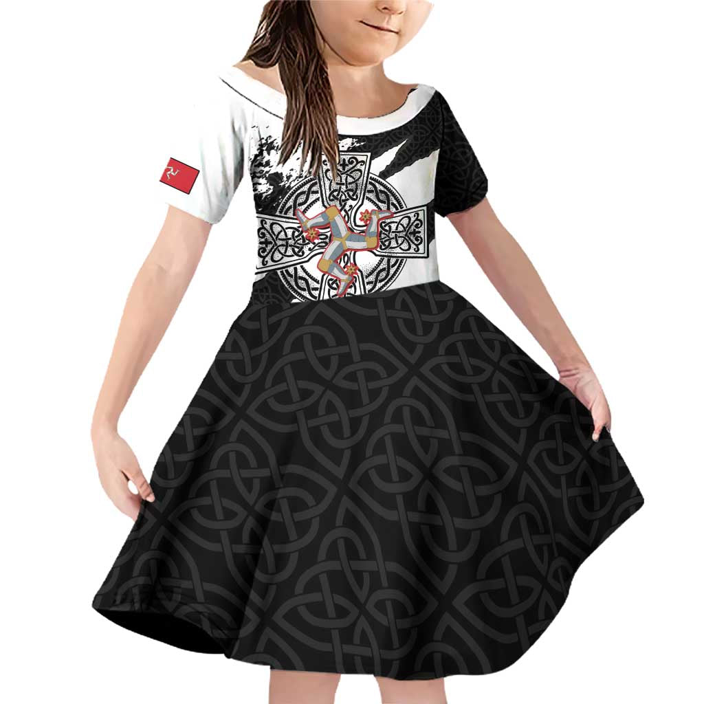 Isle of Man Celtic Cross Family Matching Off Shoulder Short Dress and Hawaiian Shirt Triskelion Emblem - Wonder Print Shop