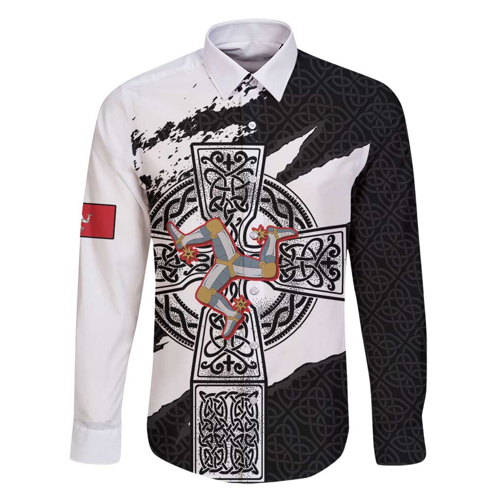 Isle of Man Celtic Cross Family Matching Off Shoulder Short Dress and Hawaiian Shirt Triskelion Emblem - Wonder Print Shop