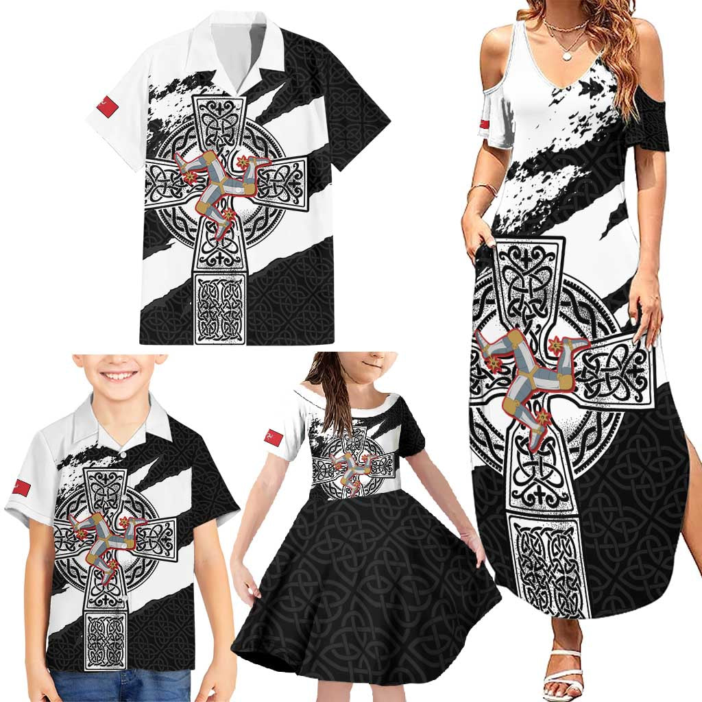 Isle of Man Celtic Cross Family Matching Summer Maxi Dress and Hawaiian Shirt Triskelion Emblem - Wonder Print Shop