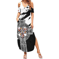 Isle of Man Celtic Cross Family Matching Summer Maxi Dress and Hawaiian Shirt Triskelion Emblem - Wonder Print Shop