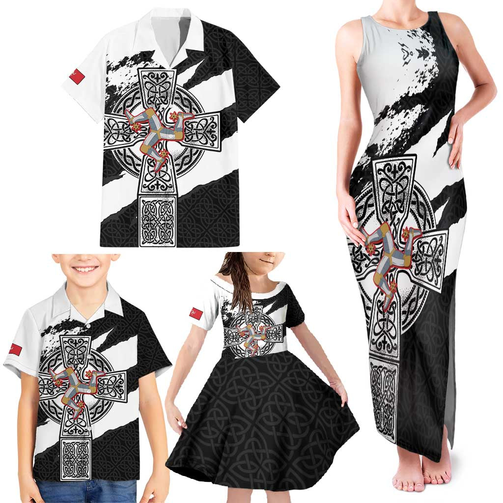 Isle of Man Celtic Cross Family Matching Tank Maxi Dress and Hawaiian Shirt Triskelion Emblem - Wonder Print Shop