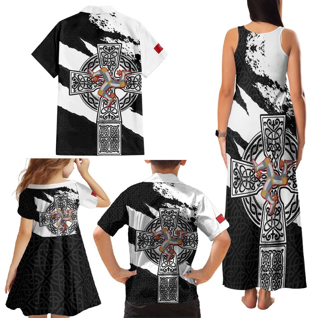 Isle of Man Celtic Cross Family Matching Tank Maxi Dress and Hawaiian Shirt Triskelion Emblem - Wonder Print Shop