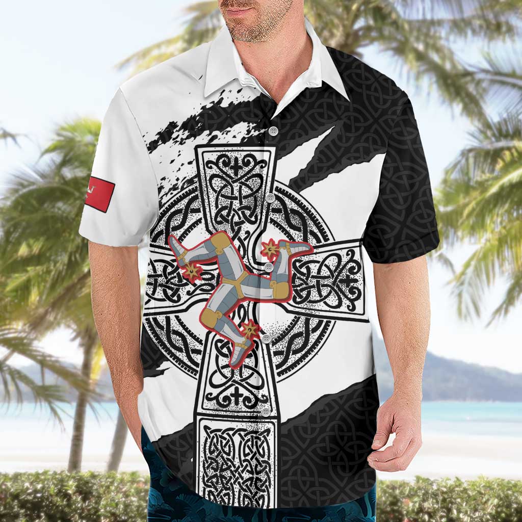 Isle of Man Celtic Cross Hawaiian Shirt Triskelion Emblem - Wonder Print Shop