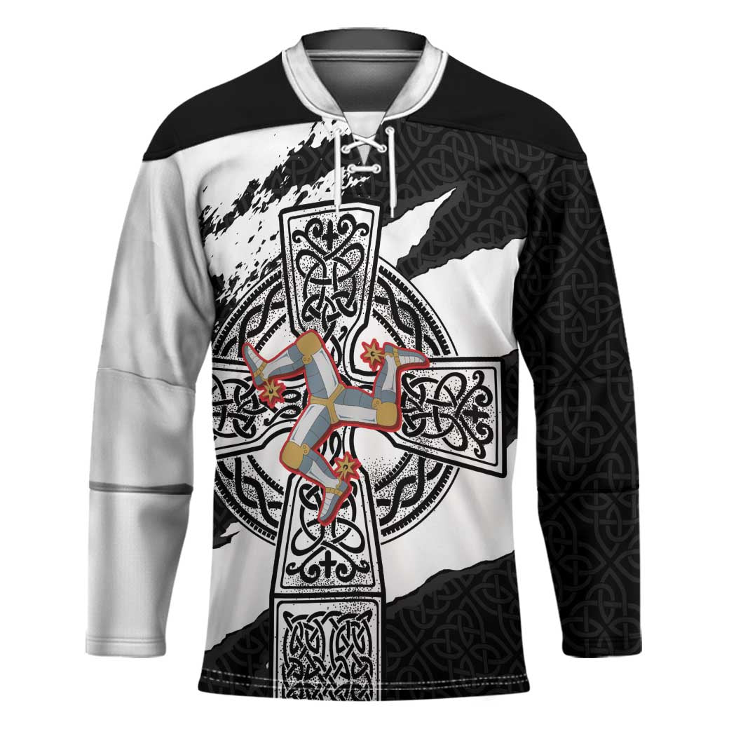 Isle of Man Celtic Cross Hockey Jersey Triskelion Emblem - Wonder Print Shop