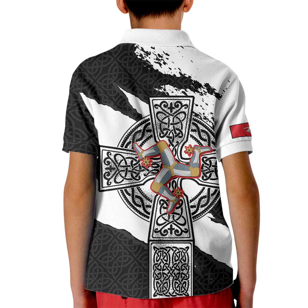 Isle of Man Celtic Cross Kid Polo Shirt Triskelion Emblem - Wonder Print Shop