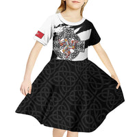Isle of Man Celtic Cross Kid Short Sleeve Dress Triskelion Emblem - Wonder Print Shop