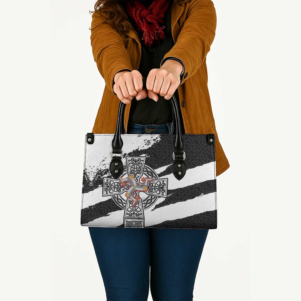 Isle of Man Celtic Cross Leather Bag Triskelion Emblem - Wonder Print Shop
