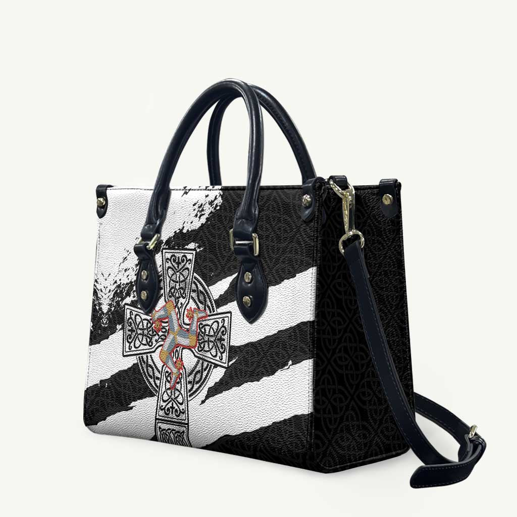 Isle of Man Celtic Cross Leather Bag Triskelion Emblem - Wonder Print Shop