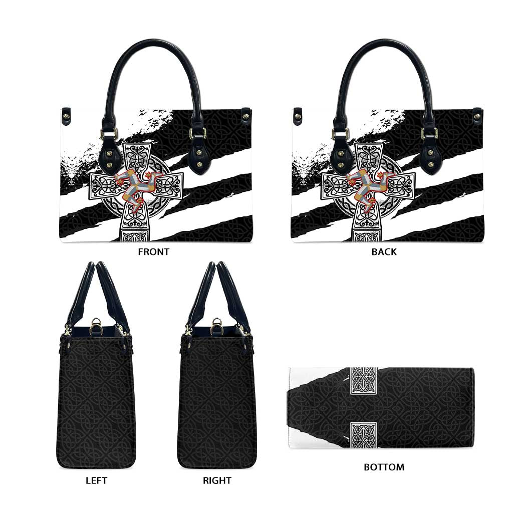 Isle of Man Celtic Cross Leather Bag Triskelion Emblem - Wonder Print Shop