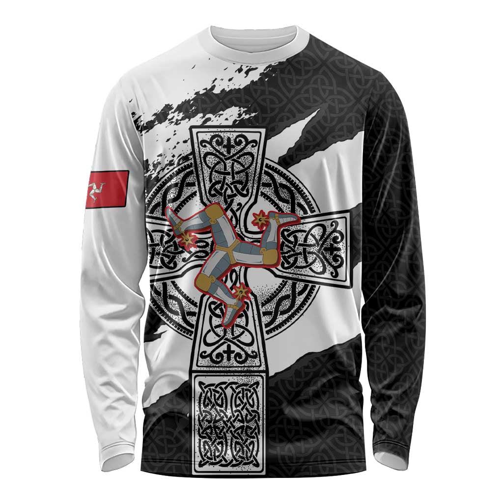 Isle of Man Celtic Cross Long Sleeve Shirt Triskelion Emblem - Wonder Print Shop