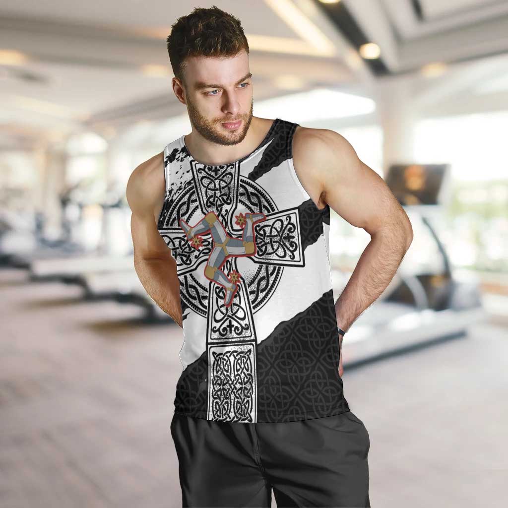 Isle of Man Celtic Cross Men Tank Top Triskelion Emblem - Wonder Print Shop