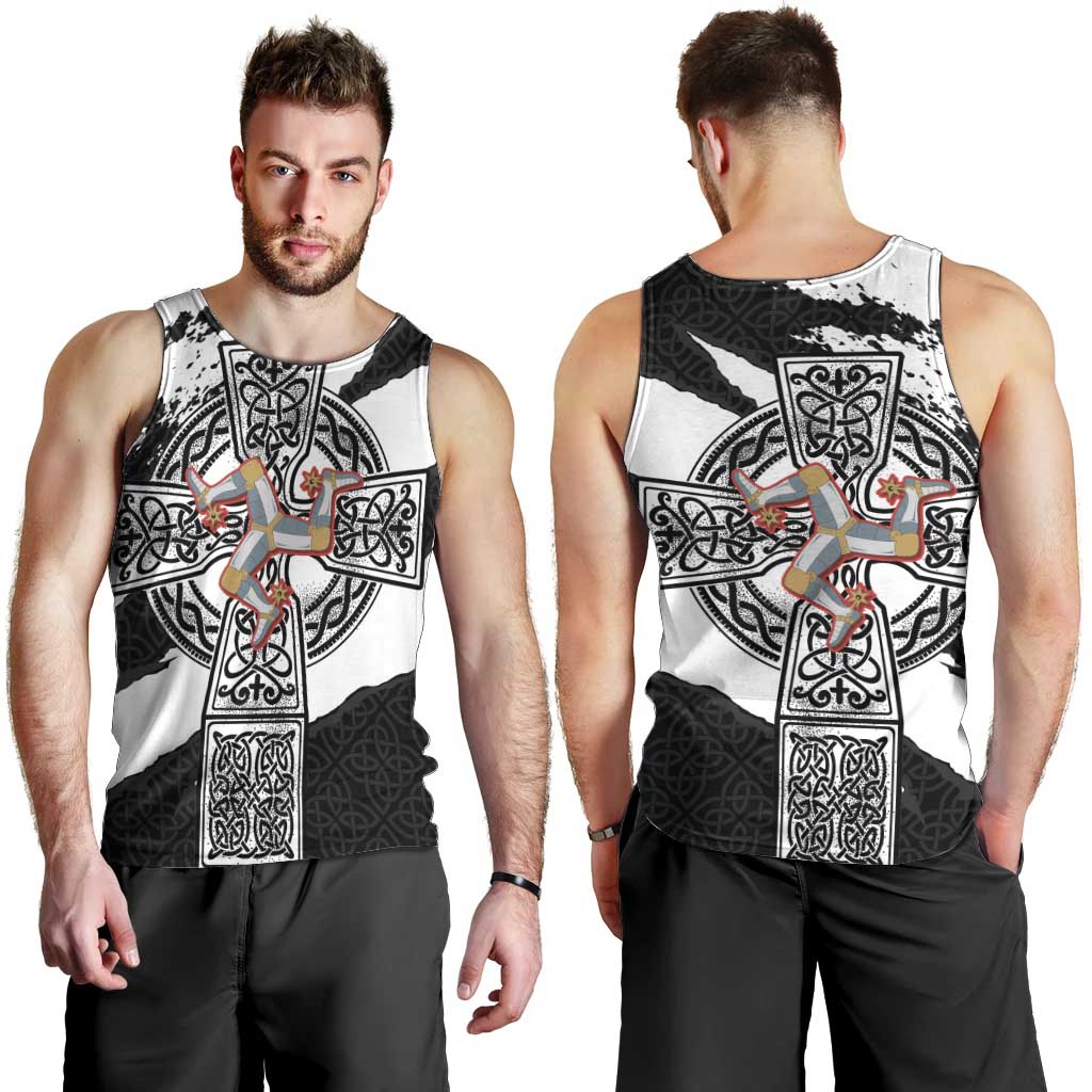 Isle of Man Celtic Cross Men Tank Top Triskelion Emblem - Wonder Print Shop