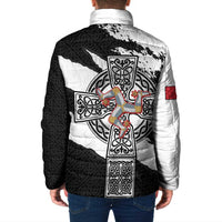 Isle of Man Celtic Cross Padded Jacket Triskelion Emblem - Wonder Print Shop
