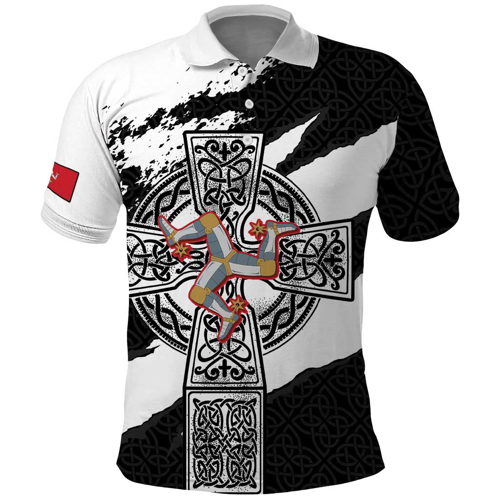 Isle of Man Celtic Cross Polo Shirt Triskelion Emblem - Wonder Print Shop