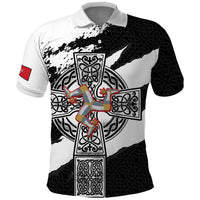 Isle of Man Celtic Cross Polo Shirt Triskelion Emblem - Wonder Print Shop