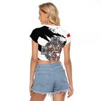 Isle of Man Celtic Cross Raglan Cropped T Shirt Triskelion Emblem - Wonder Print Shop