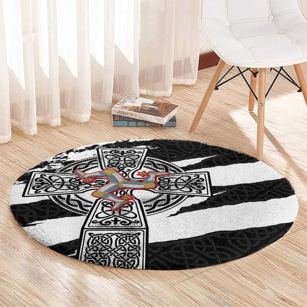 Isle of Man Celtic Cross Round Carpet Triskelion Emblem - Wonder Print Shop