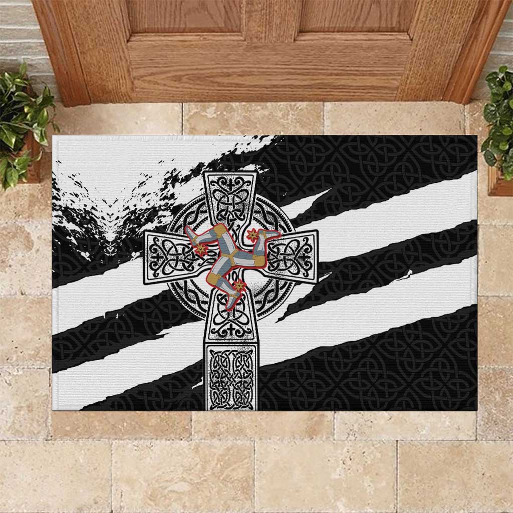 Isle of Man Celtic Cross Rubber Doormat Triskelion Emblem - Wonder Print Shop