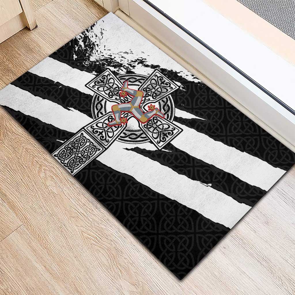 Isle of Man Celtic Cross Rubber Doormat Triskelion Emblem - Wonder Print Shop
