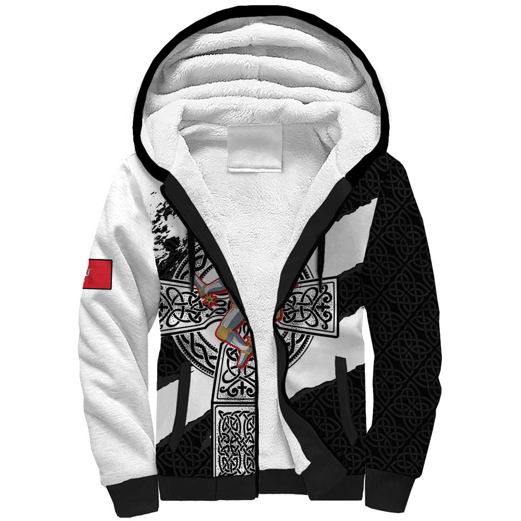 Isle of Man Celtic Cross Sherpa Hoodie Triskelion Emblem - Wonder Print Shop