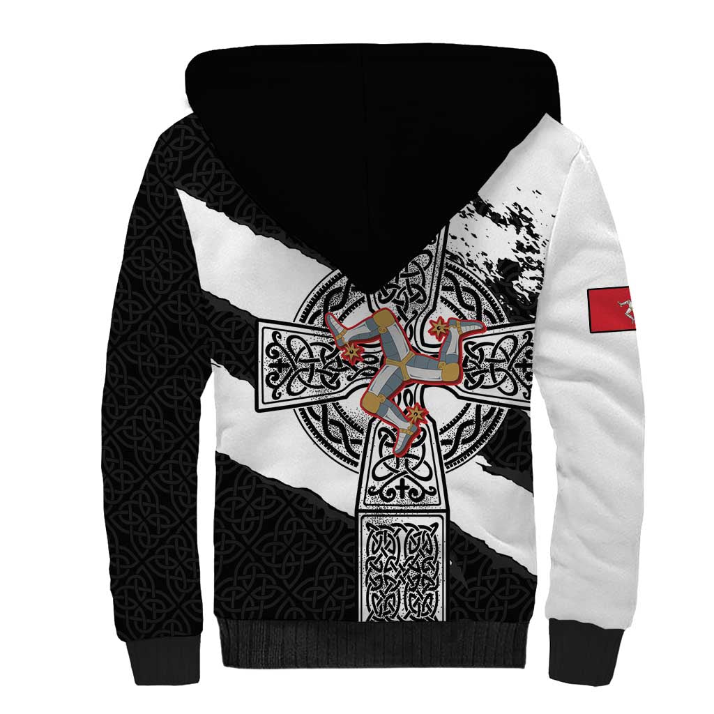 Isle of Man Celtic Cross Sherpa Hoodie Triskelion Emblem - Wonder Print Shop