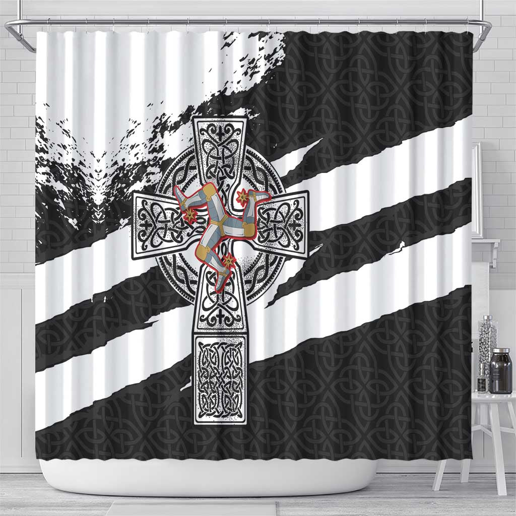 Isle of Man Celtic Cross Shower Curtain Triskelion Emblem - Wonder Print Shop