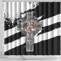 Isle of Man Celtic Cross Shower Curtain Triskelion Emblem - Wonder Print Shop