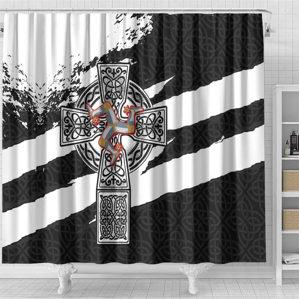 Isle of Man Celtic Cross Shower Curtain Triskelion Emblem - Wonder Print Shop