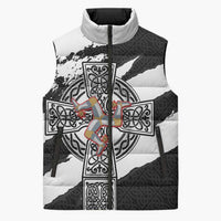 Isle of Man Celtic Cross Sleeveless Puffer Jacket Triskelion Emblem - Wonder Print Shop