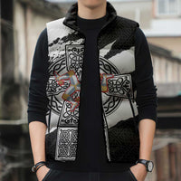 Isle of Man Celtic Cross Sleeveless Puffer Jacket Triskelion Emblem - Wonder Print Shop