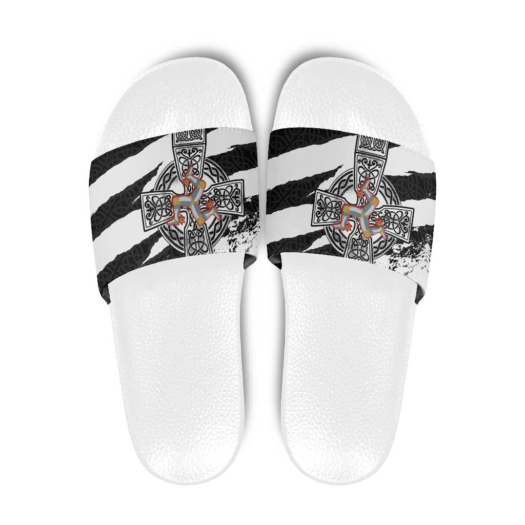 Isle of Man Celtic Cross Slide Sandals Triskelion Emblem - Wonder Print Shop