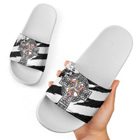 Isle of Man Celtic Cross Slide Sandals Triskelion Emblem - Wonder Print Shop