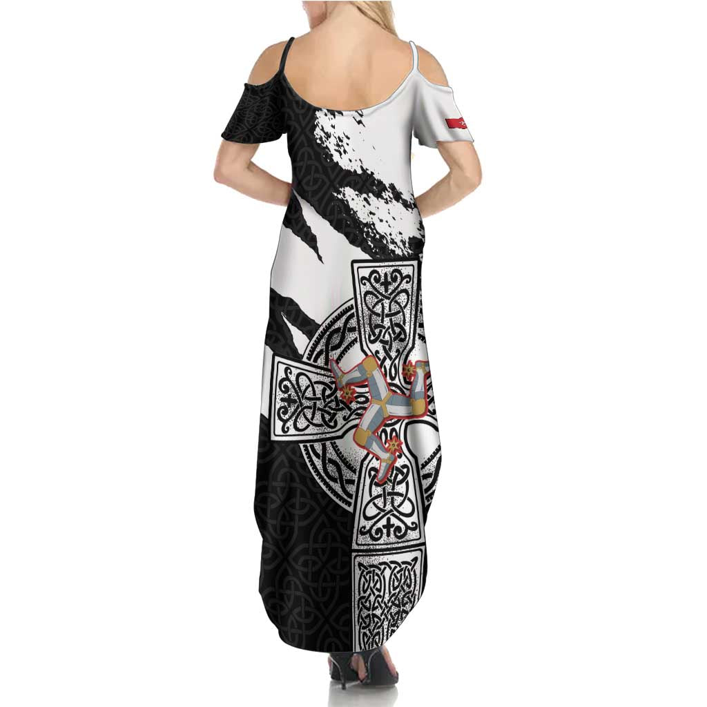 Isle of Man Celtic Cross Summer Maxi Dress Triskelion Emblem - Wonder Print Shop