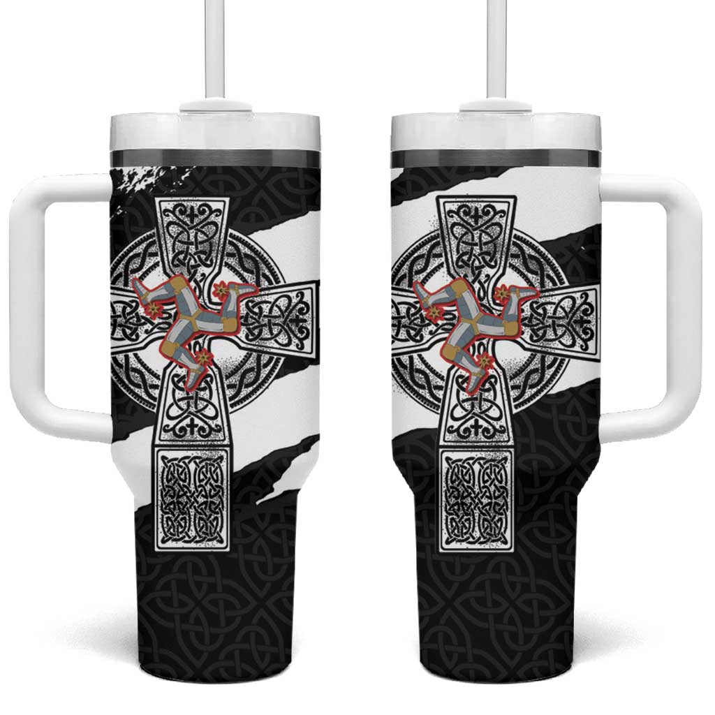 Isle of Man Celtic Cross Tumbler With Handle Triskelion Emblem - Wonder Print Shop