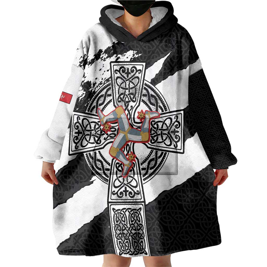 Isle of Man Celtic Cross Wearable Blanket Hoodie Triskelion Emblem - Wonder Print Shop