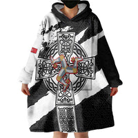 Isle of Man Celtic Cross Wearable Blanket Hoodie Triskelion Emblem - Wonder Print Shop