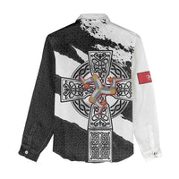 Isle of Man Celtic Cross Women Casual Shirt Triskelion Emblem - Wonder Print Shop