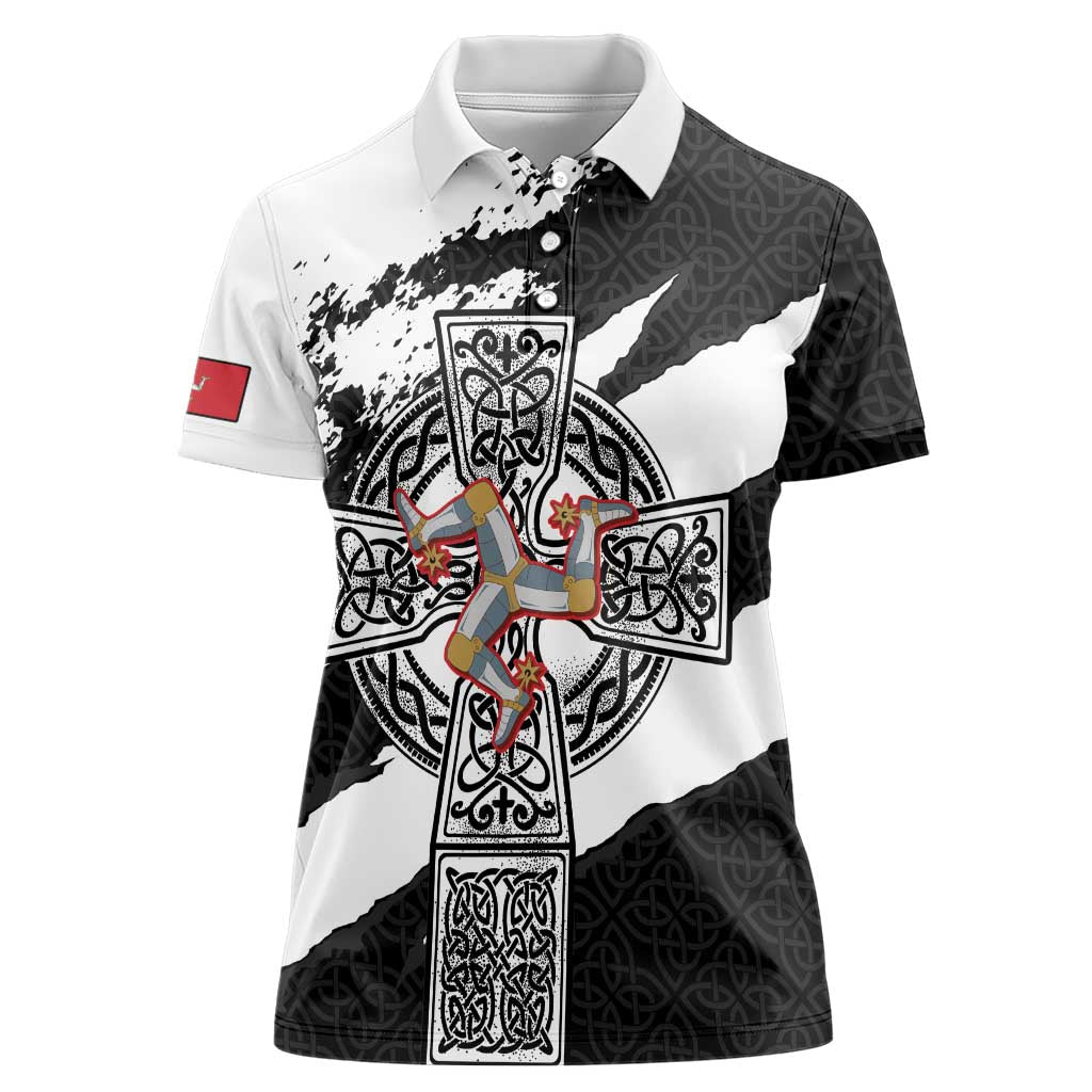 Isle of Man Celtic Cross Women Polo Shirt Triskelion Emblem - Wonder Print Shop