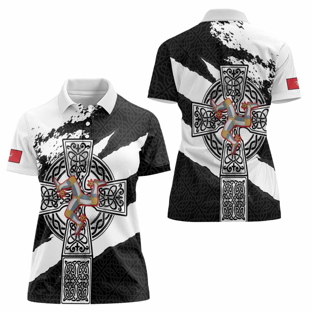 Isle of Man Celtic Cross Women Polo Shirt Triskelion Emblem - Wonder Print Shop