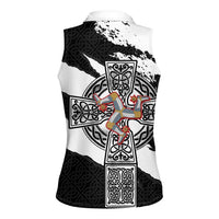 Isle of Man Celtic Cross Women Sleeveless Polo Shirt Triskelion Emblem - Wonder Print Shop