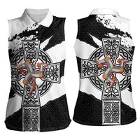 Isle of Man Celtic Cross Women Sleeveless Polo Shirt Triskelion Emblem - Wonder Print Shop