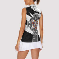 Isle of Man Celtic Cross Women Sleeveless Polo Shirt Triskelion Emblem - Wonder Print Shop