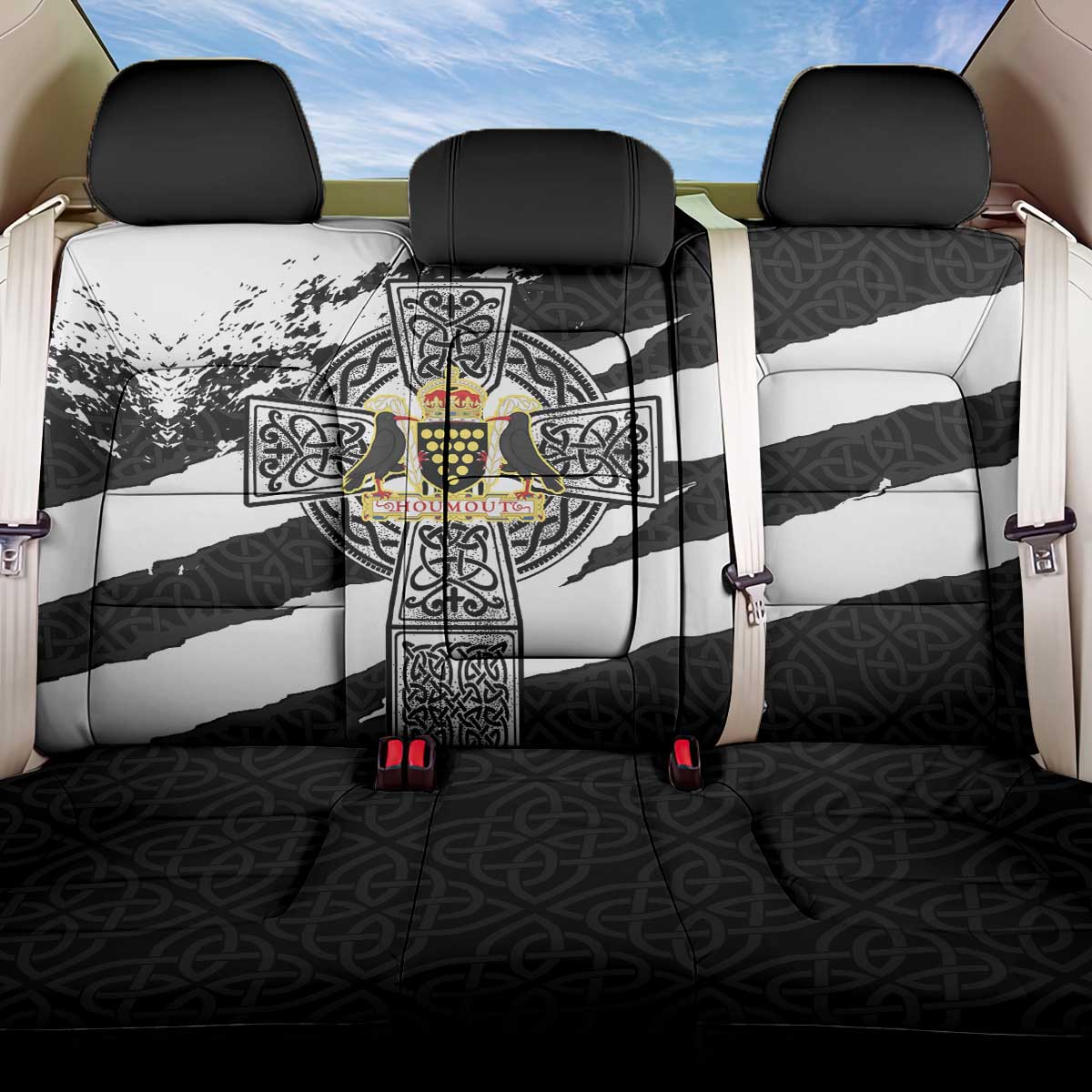 Cornwall Celtic Cross Back Car Seat Cover Coat Of Arms - Wonder Print Shop