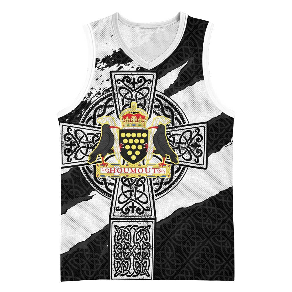 Cornwall Celtic Cross Basketball Jersey Coat Of Arms - Wonder Print Shop