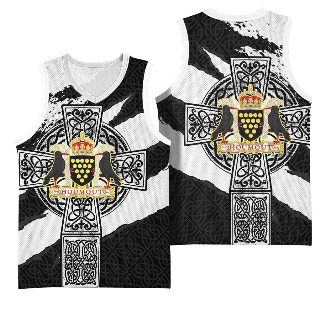 Cornwall Celtic Cross Basketball Jersey Coat Of Arms - Wonder Print Shop