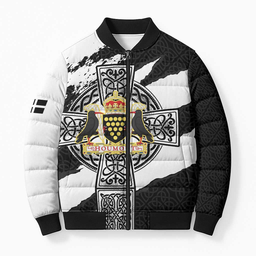 Cornwall Celtic Cross Bomber Puffer Jacket Coat Of Arms - Wonder Print Shop