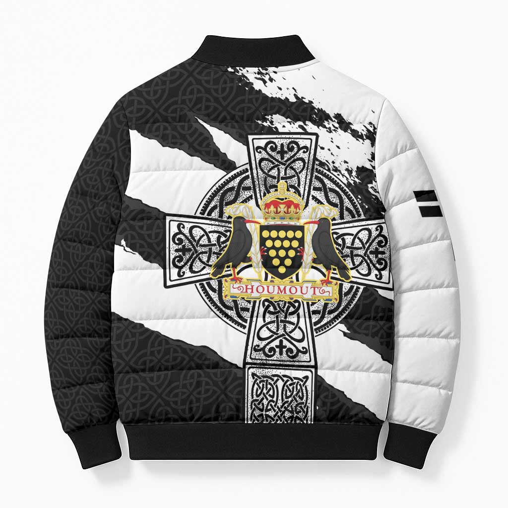 Cornwall Celtic Cross Bomber Puffer Jacket Coat Of Arms - Wonder Print Shop