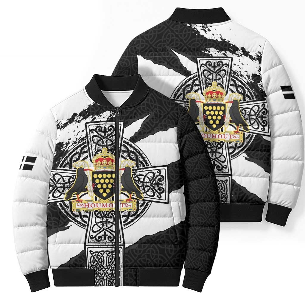 Cornwall Celtic Cross Bomber Puffer Jacket Coat Of Arms - Wonder Print Shop