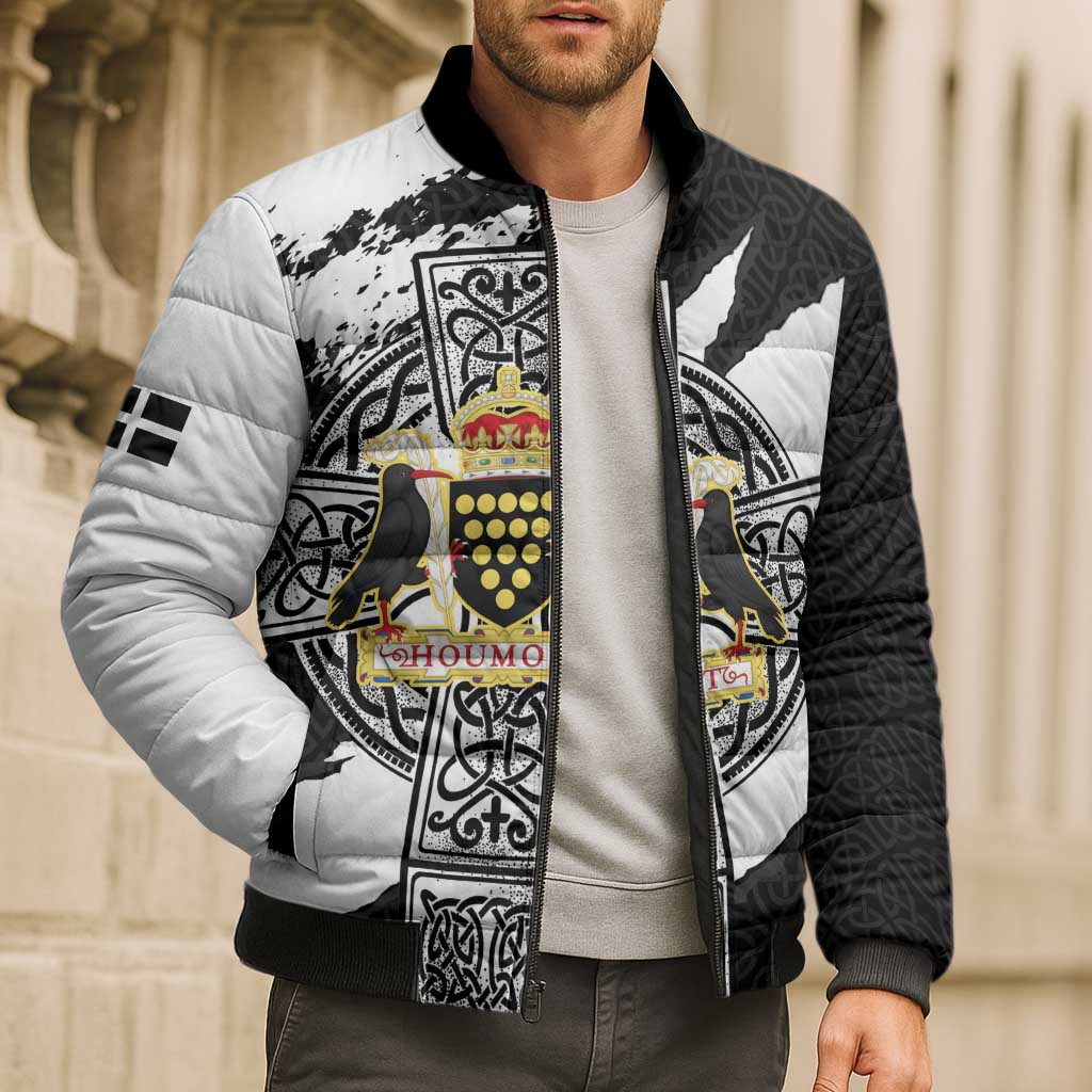 Cornwall Celtic Cross Bomber Puffer Jacket Coat Of Arms - Wonder Print Shop